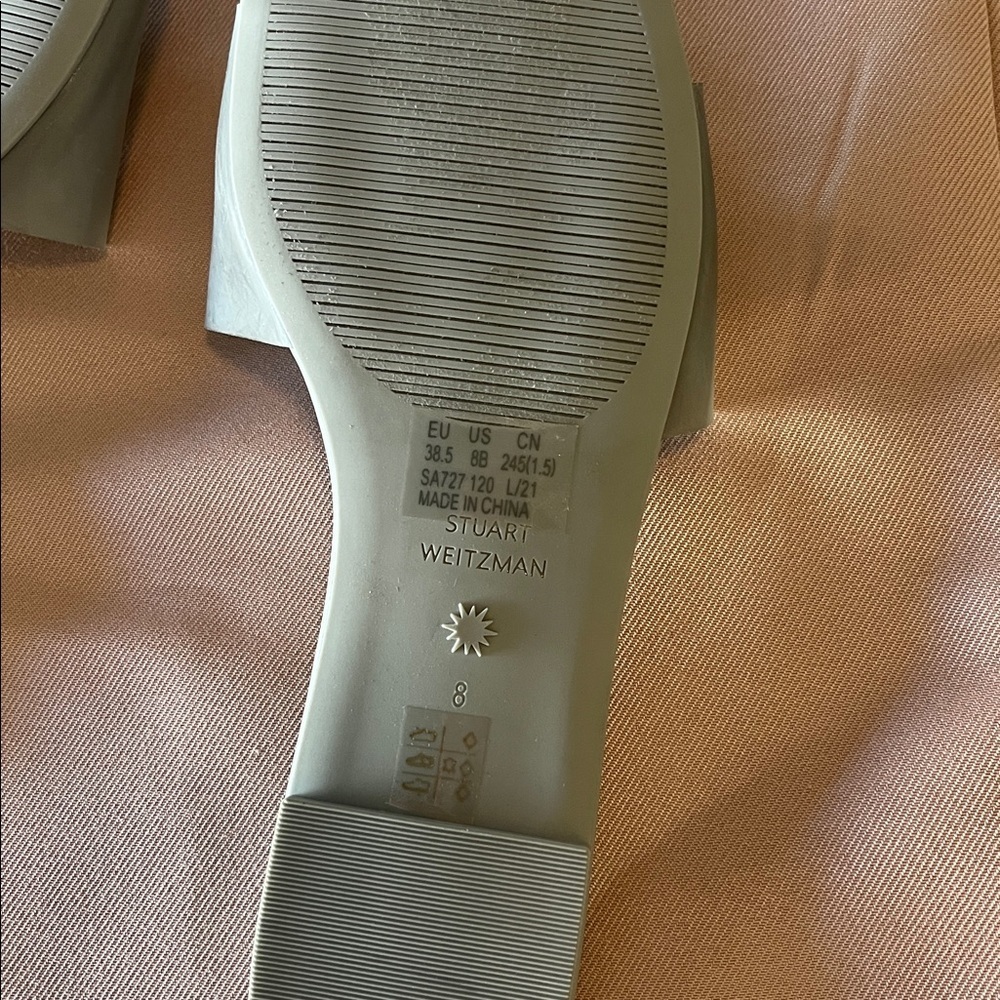 Stuart Weitzman Light Gray Slide Sandals- 8 - Picture 4 of 5